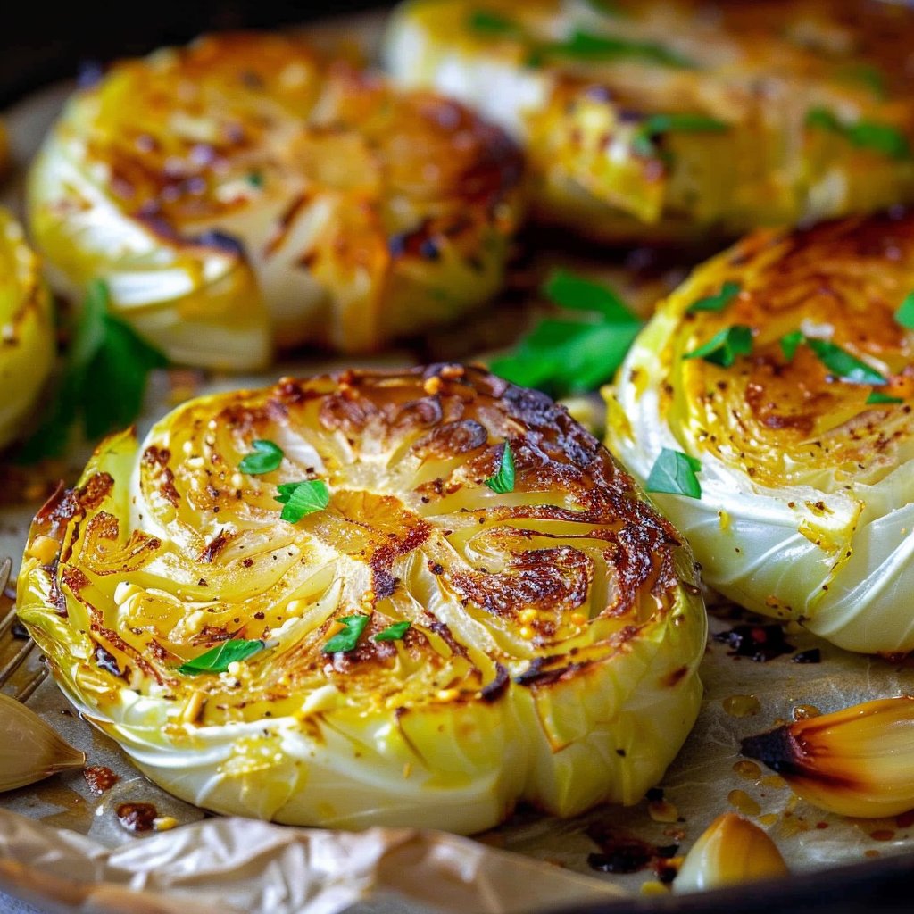 Garlic Parmesan Roasted Cabbage Steaks