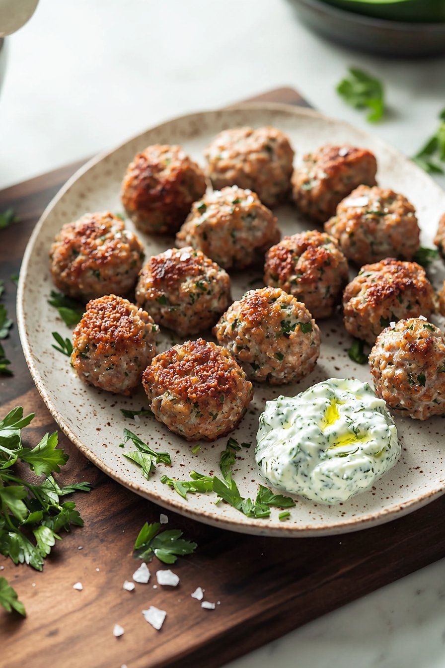 Greek Turkey Meatballs with Tzatziki