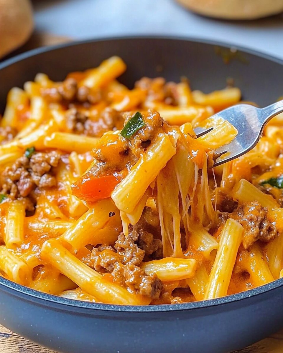 Hohe Protein-Ein-Topf-Cheeseburger-Pasta