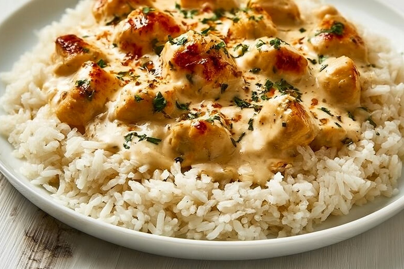 Creamy Garlic Chicken and Rice Recipe 2 Chicken and rice | Easy chicken breast recipe with rice, Nice healthy dinner recipes, Creamy garlic chicken over rice