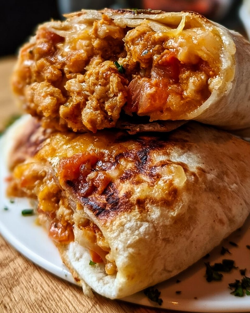 Cheesy Ground Chicken Burritos