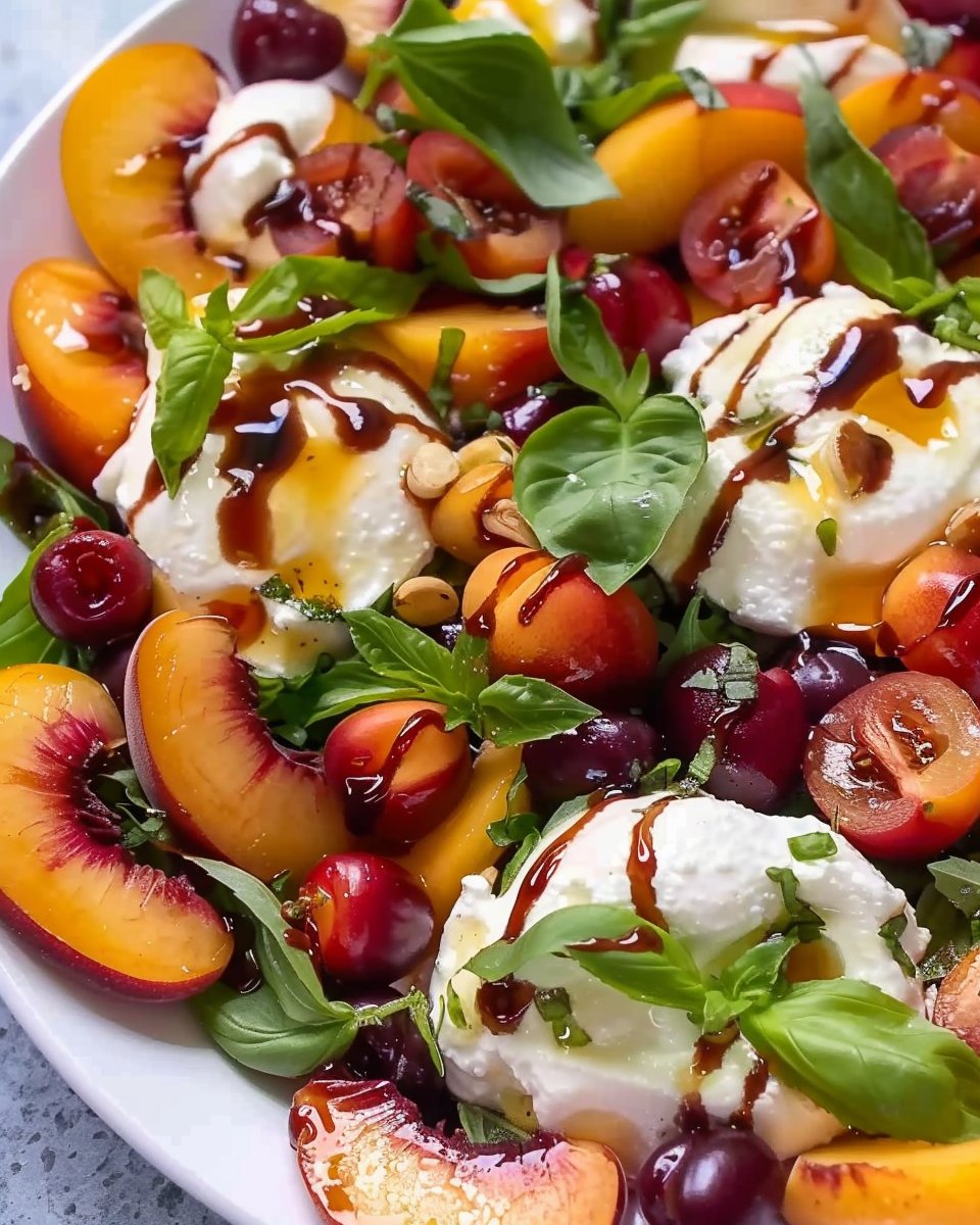 Peach and Cherry Burrata Salad