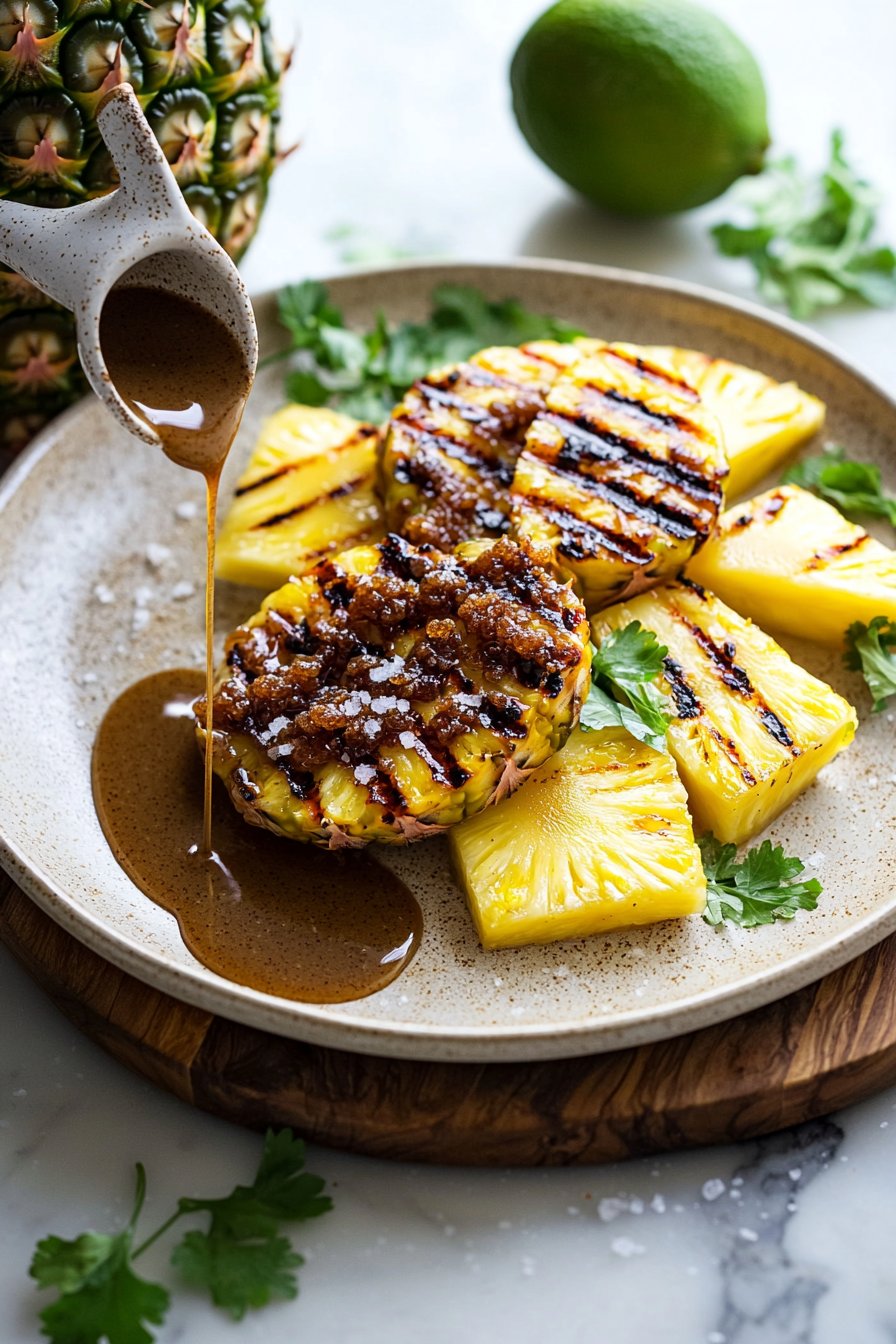 Gegrillte Ananas mit karamellisiertem braunem Zucker