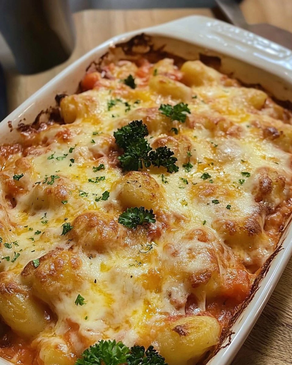 Hoher Protein Gnocchi Auflauf