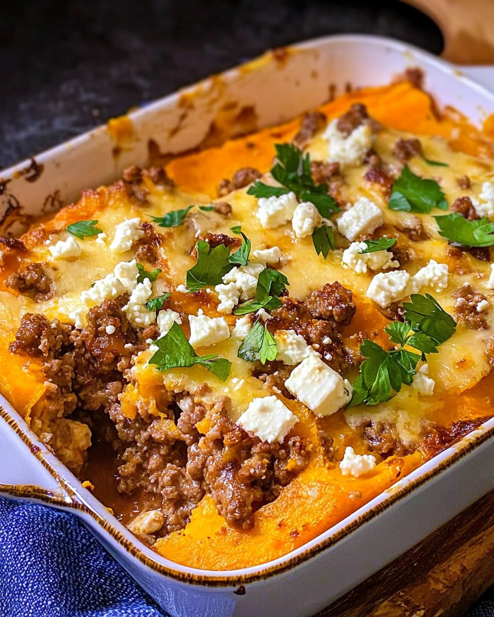 Sweet Potato Casserole with Ground Meat and Feta