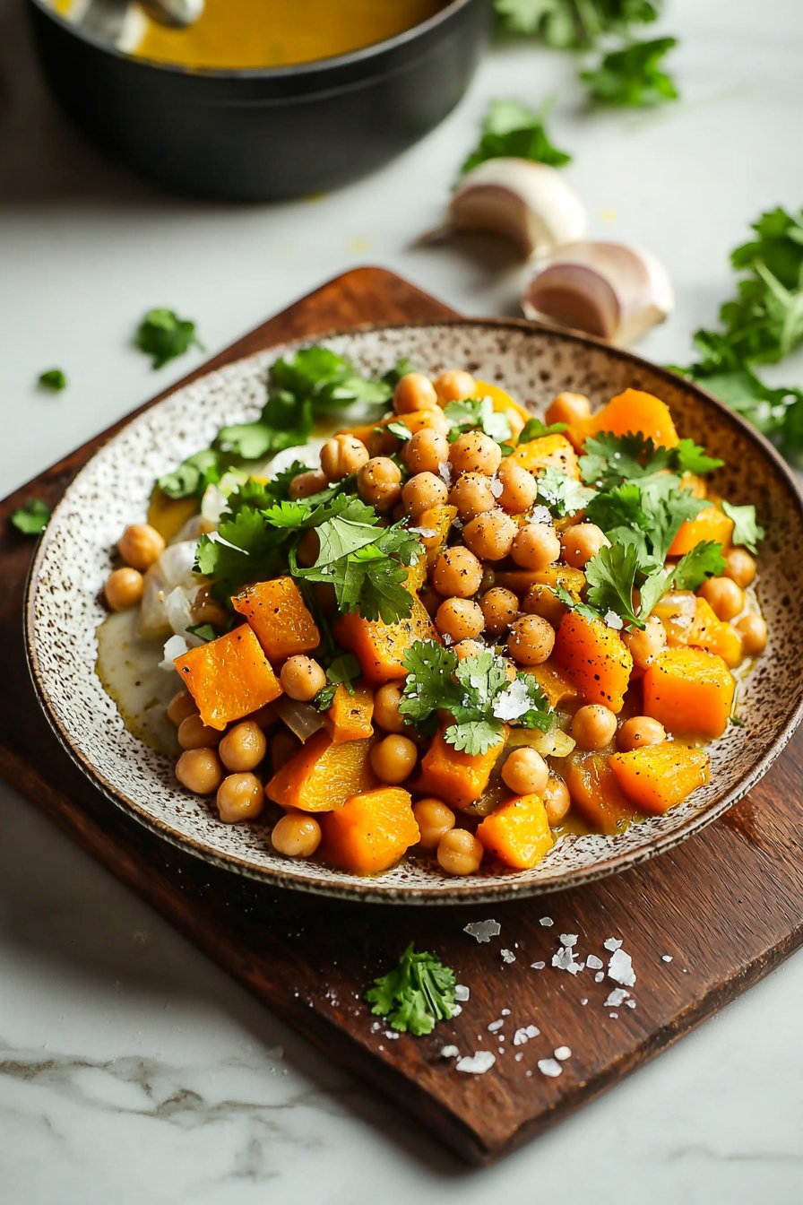 Gerösteter Butternut-Kürbis Kichererbsen-Curry