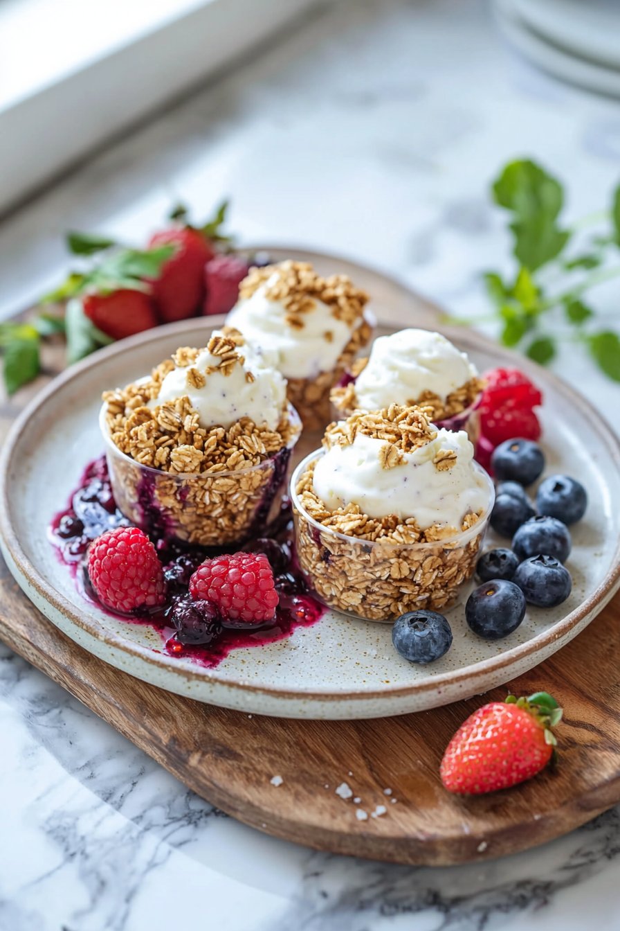Frozen Yogurt Granola Cups with Berries