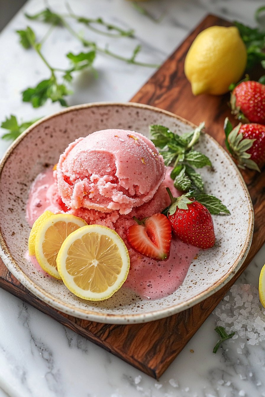 Strawberry Lemon Sorbet