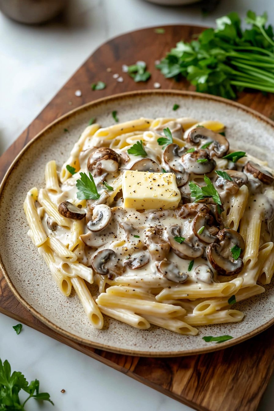 Cremige Pilz-Gruyère-Pasta