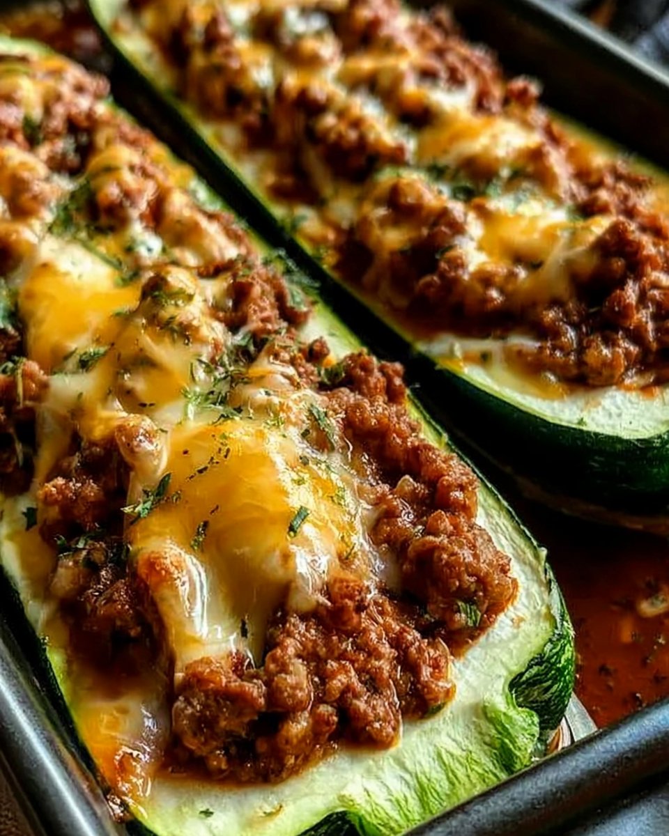 Ground Beef Zucchini Boats