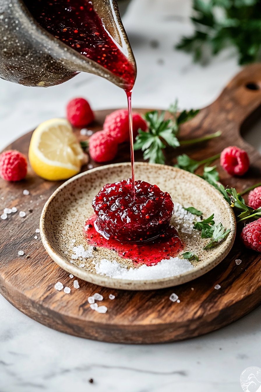 Kleine Portion Himbeer-Pfeffer-Marmelade