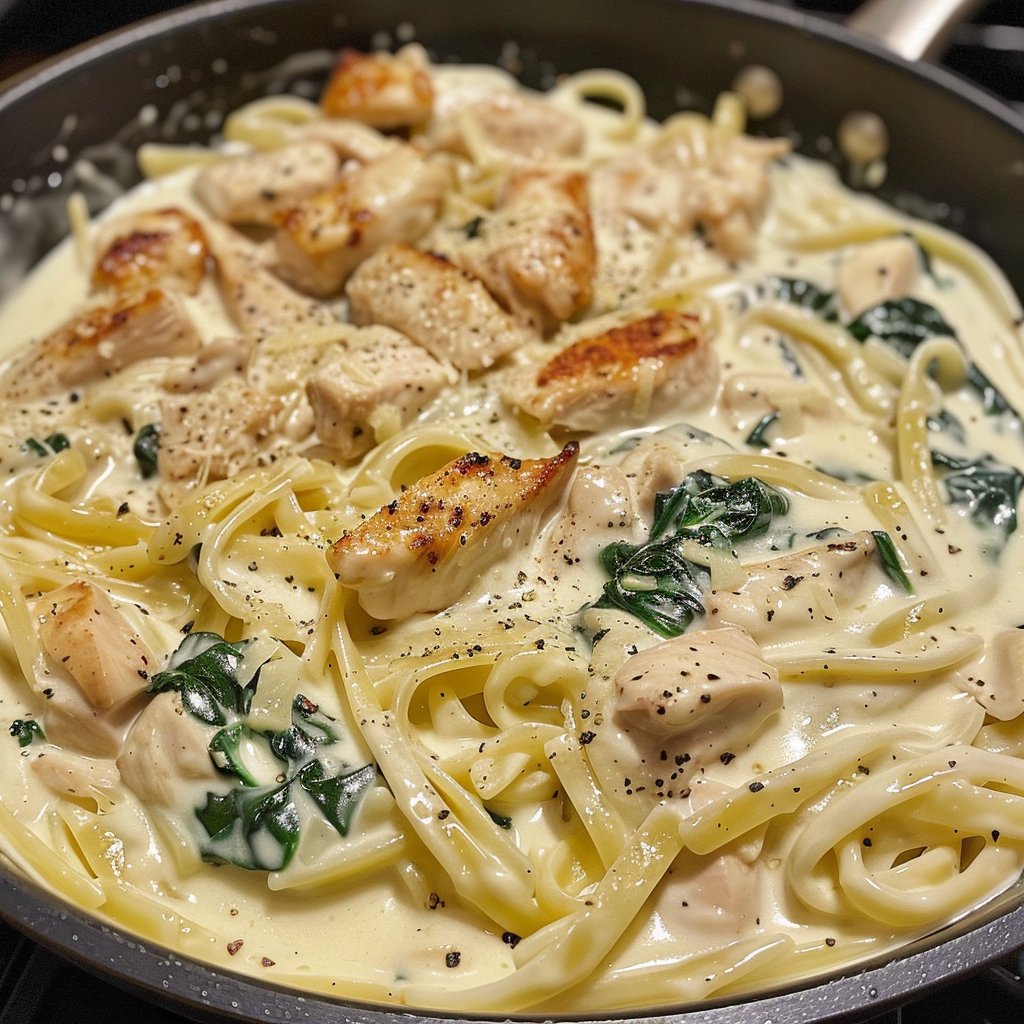 Creamy Spinach Chicken Alfredo Recipe