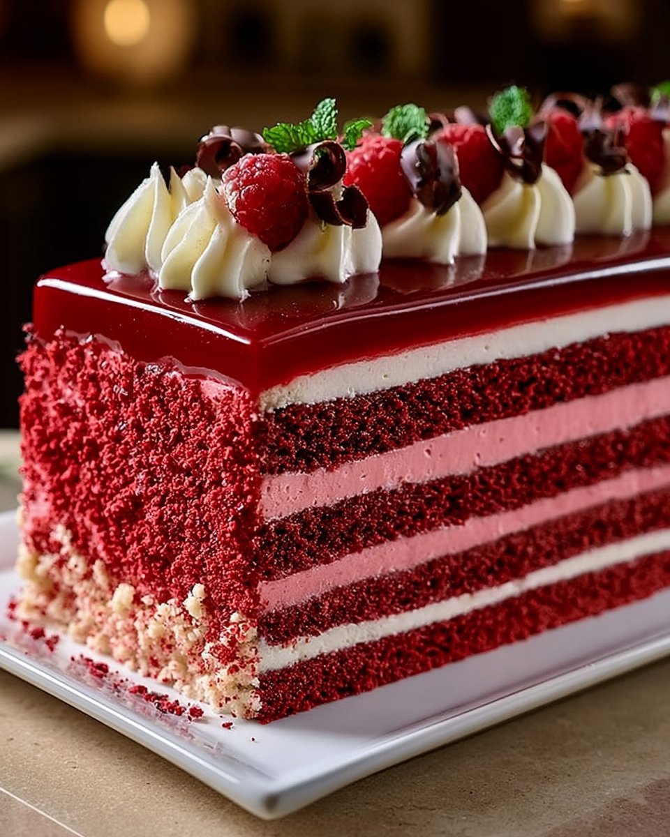 Raspberry Red Velvet Mousse Layer Cake