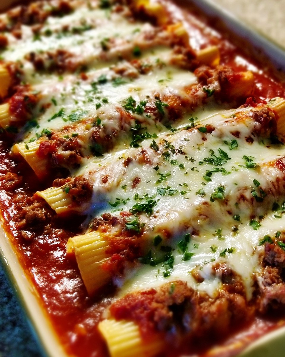 The Best Stuffed Manicotti with Meat Sauce
