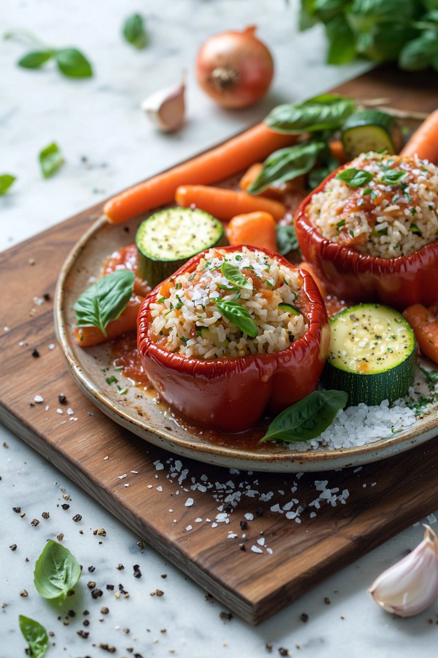 Gefüllte Paprika mit Reis und Gemüse
