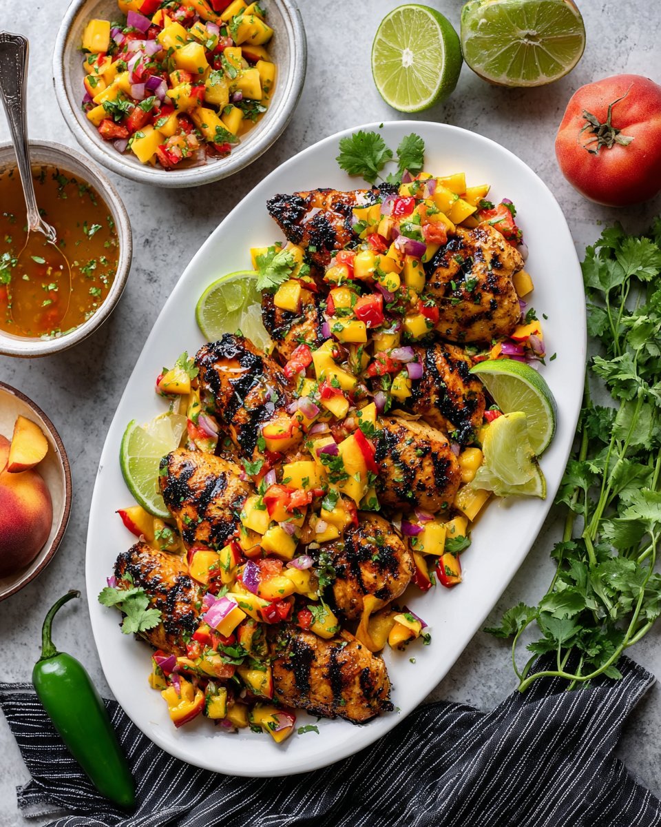 Hot Honey Chicken with Peach Pico de Gallo