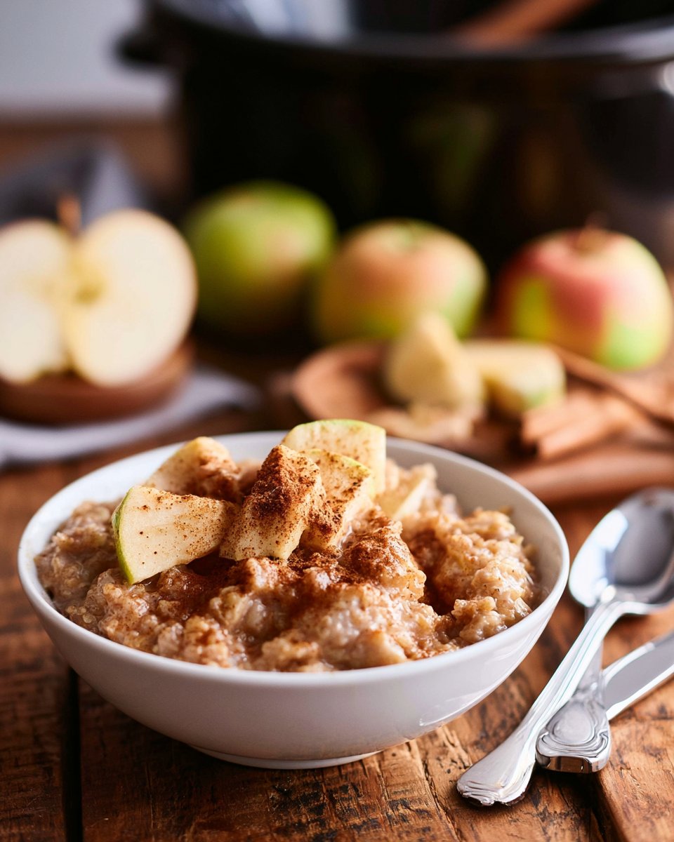 Overnight Crockpot Oatmeal with Apples & Cinnamon