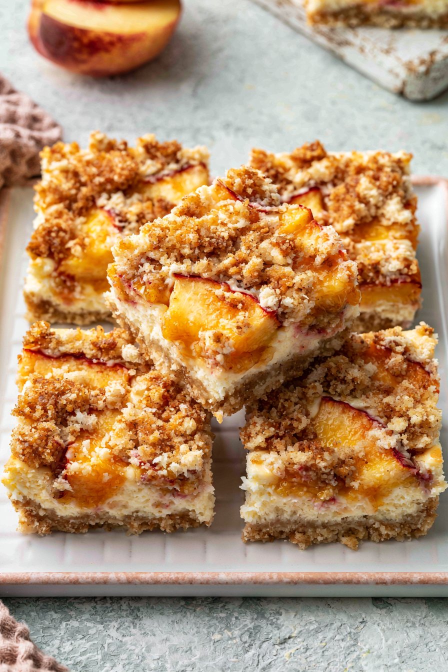 Peach Cobbler Cheesecake Bars