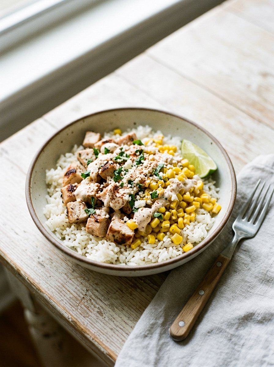 Street Corn Chicken Rice Bowl