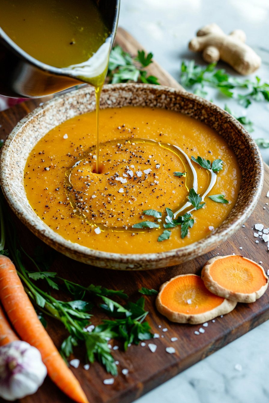 Geröstete Butternusskürbis-Möhren-Ingwer-Suppe