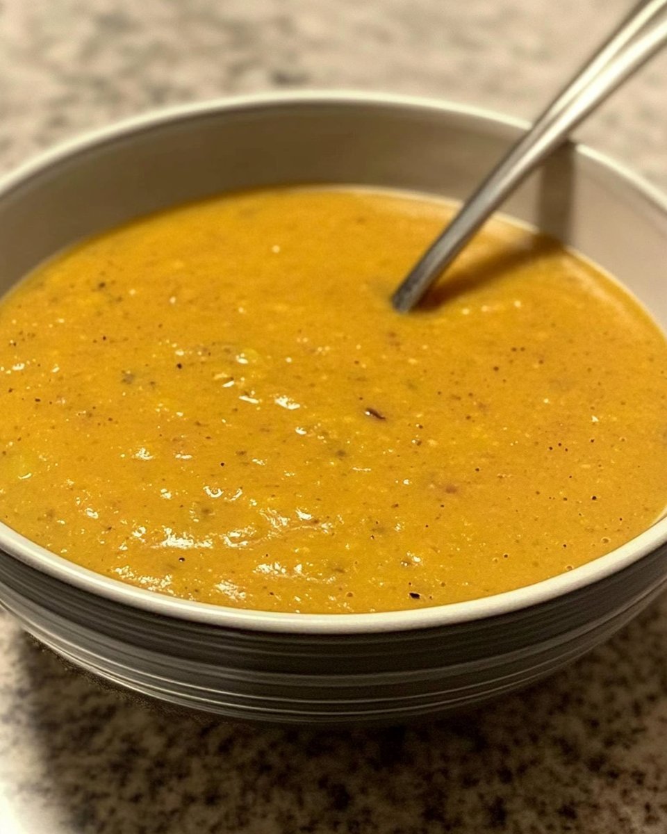 Vegane proteinreiche Kürbis-Linsen-Suppe