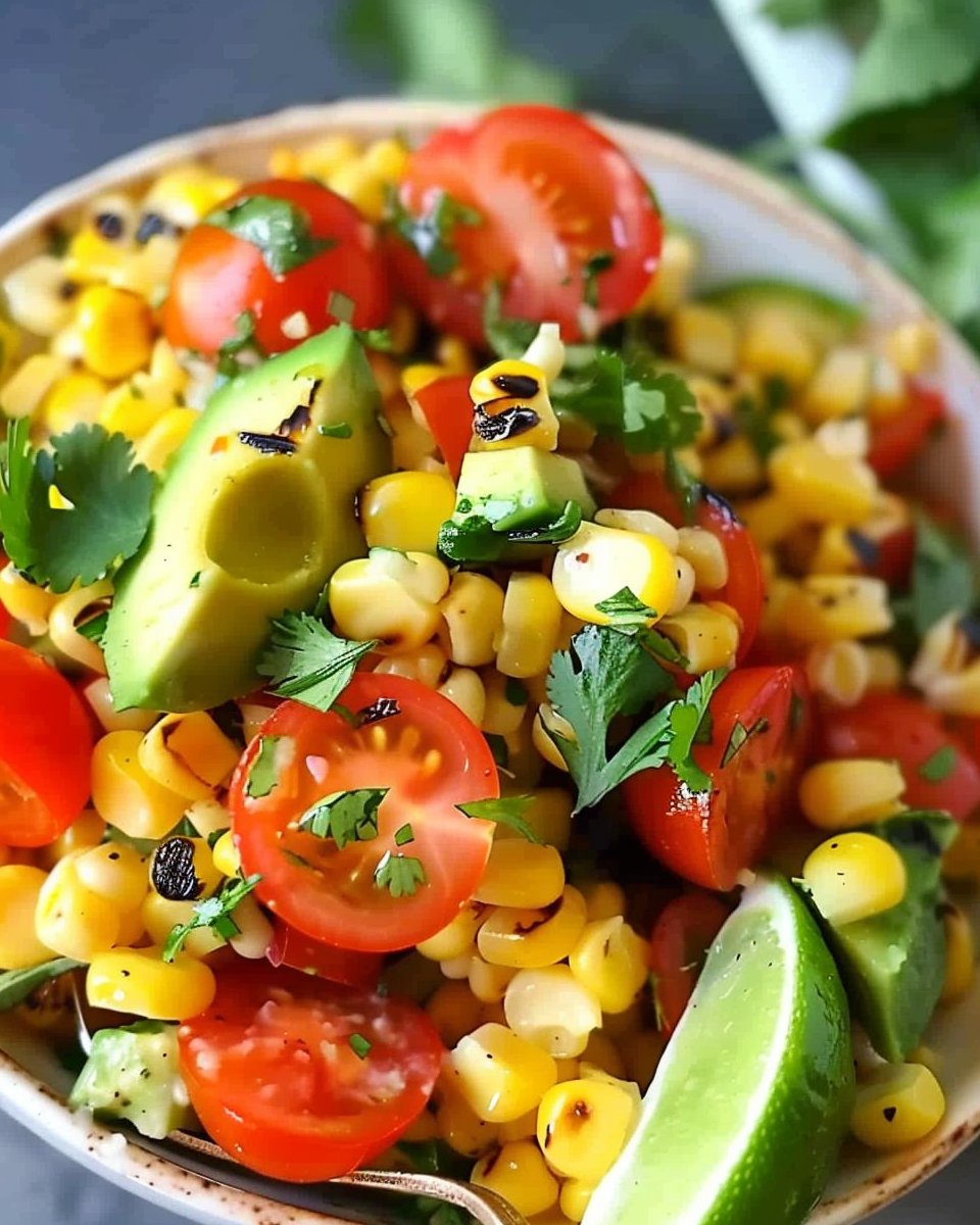 Grilled Corn Tomato Avocado Salad