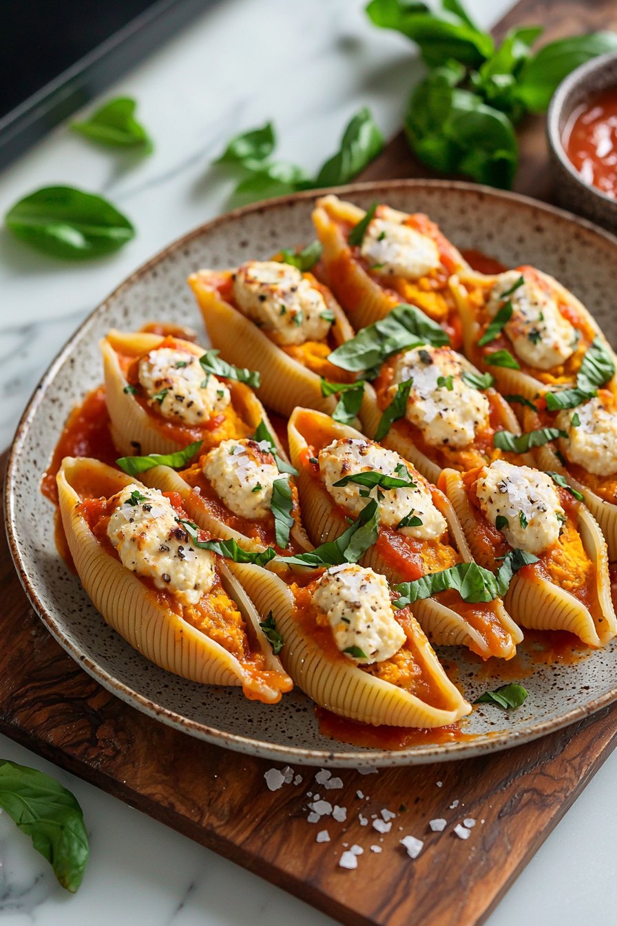 Vegan Pumpkin Ricotta Stuffed Shells