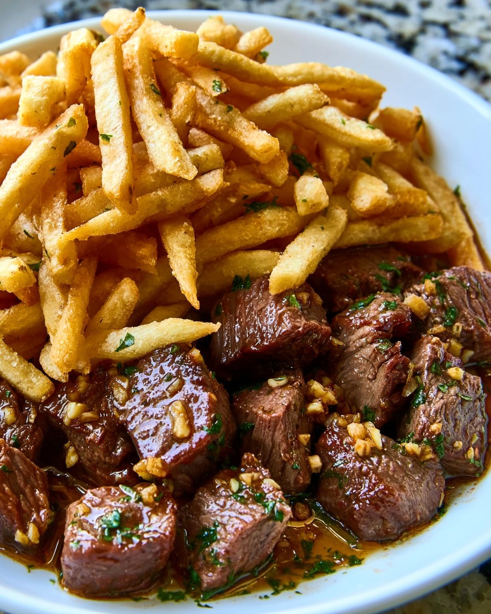 Garlic Butter Steak Bites with Crispy Fries