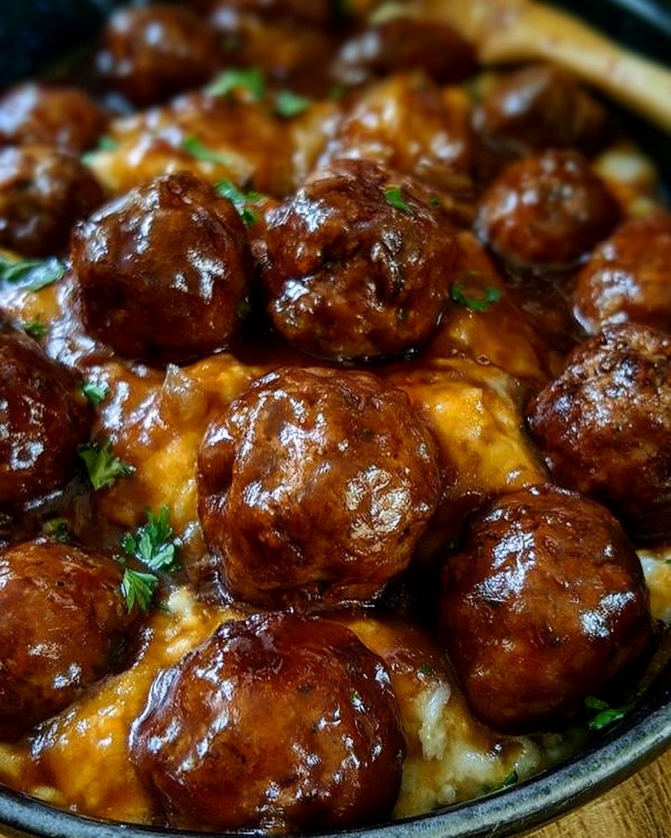 Salisbury Steak Meatballs in the Slow Cooker