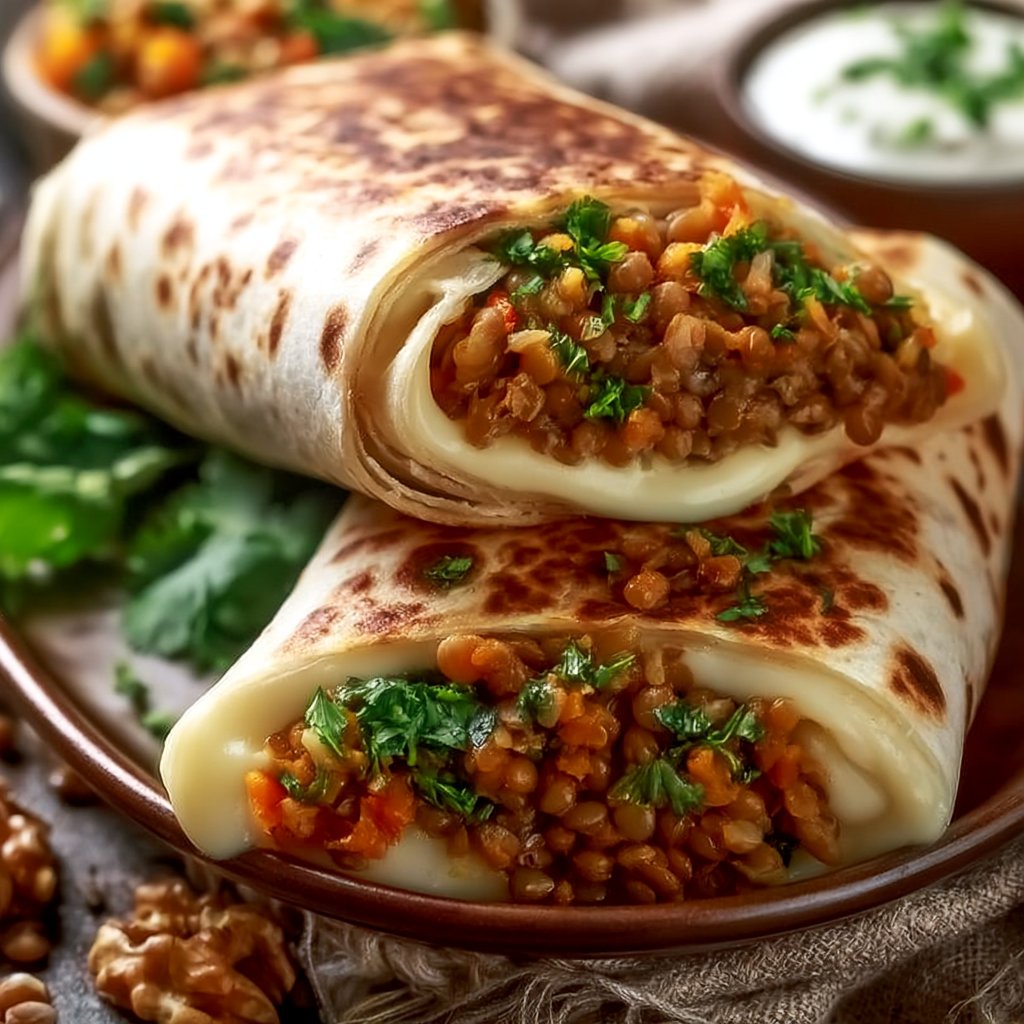 Vegetarische Burritos mit Linsen und Walnüssen