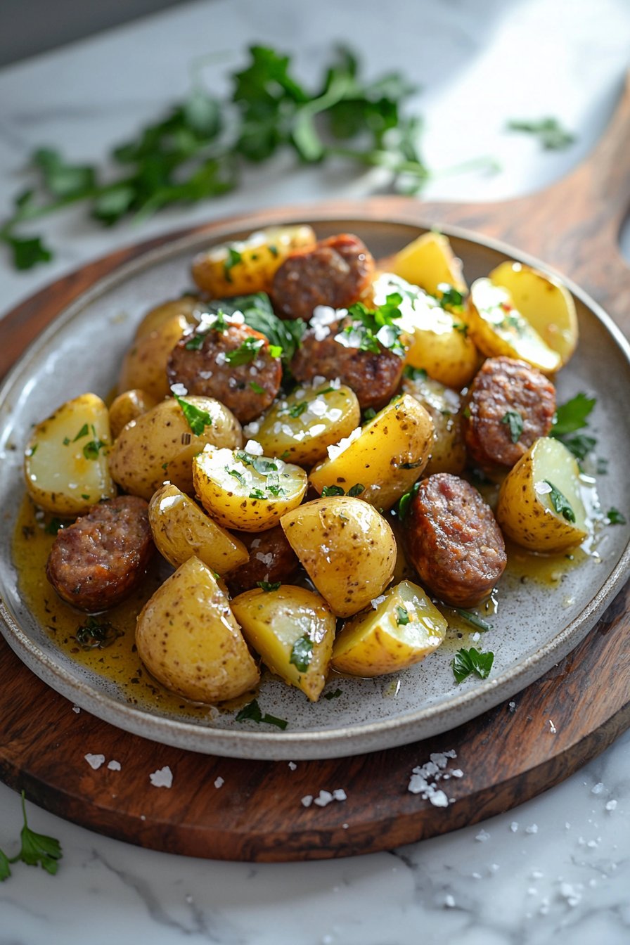 Air Fryer Potatoes and Beef Sausage