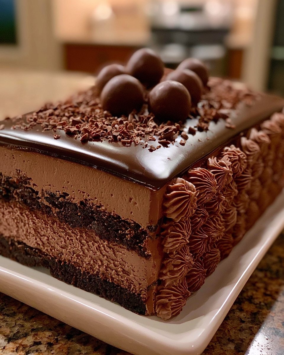 Decadent Dark Chocolate Truffle Mousse Cake