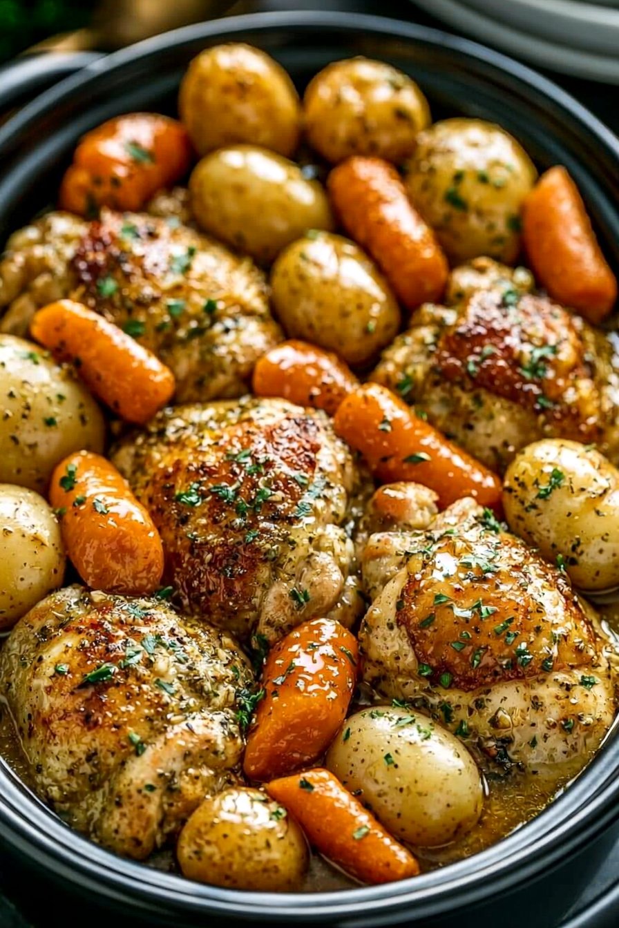 Easy Crockpot Garlic Herb Chicken &amp; Veggies for Cozy Nights