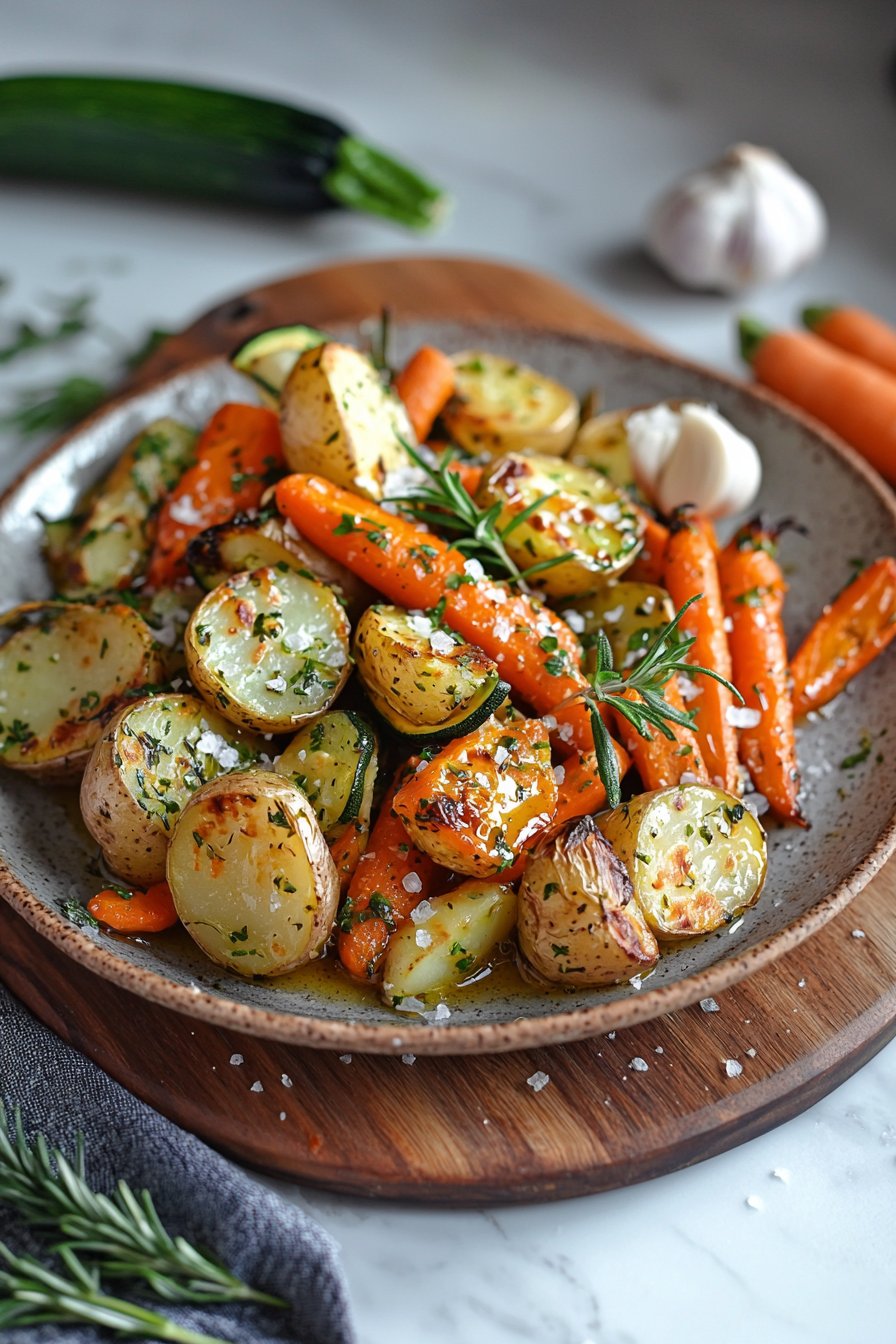 Garlic Herb Roasted Potatoes with Carrots and Zucchini