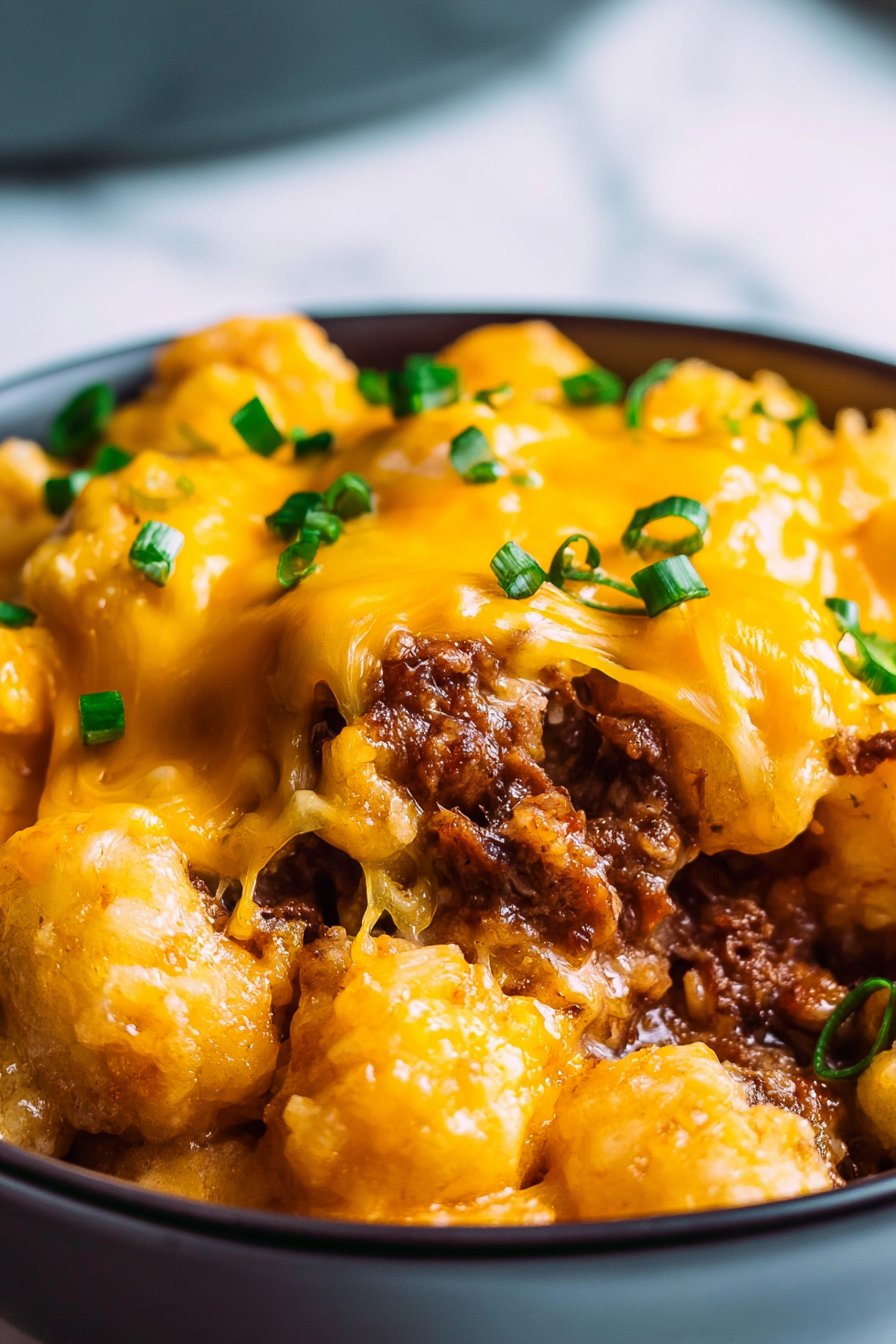 Crock Pot Chili Cheese Tater Tot Casserole