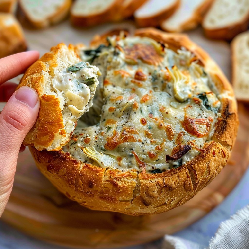 Spinach Artichoke Dip Bread Bowl