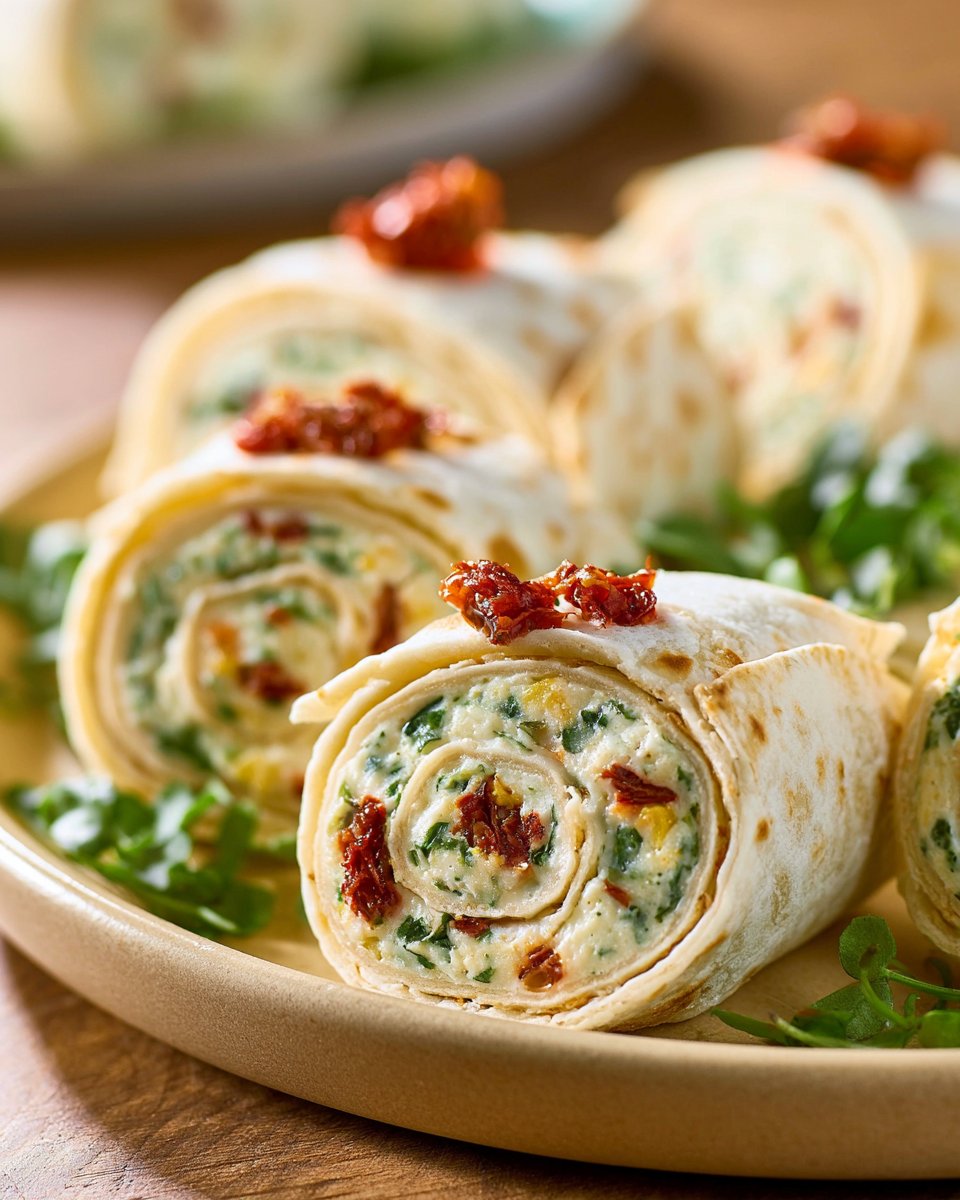 Vegetarische Wrap-Röllchen mit Rucola und Tomaten | Rezept
