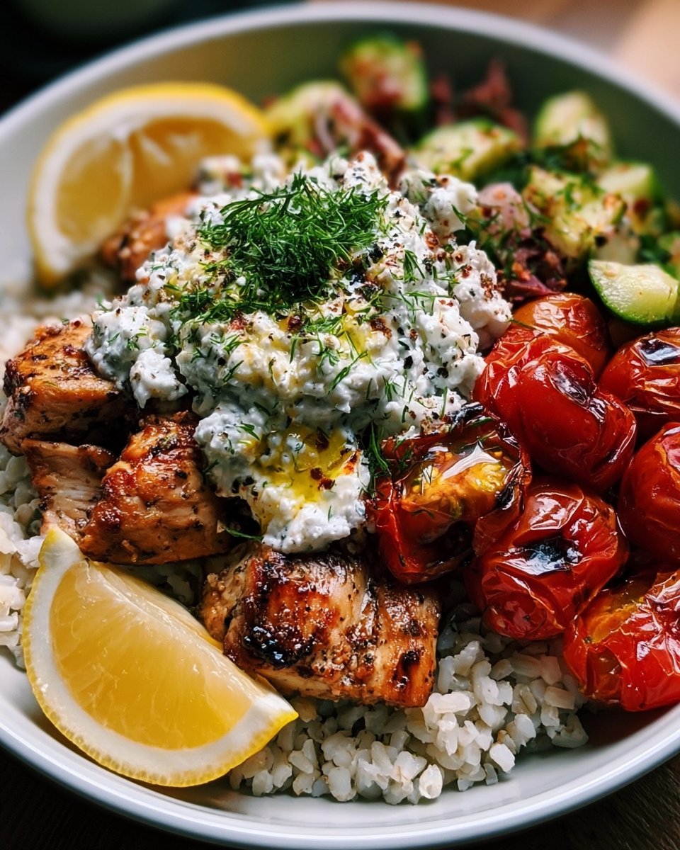 High-Protein Lemon-Dill Mediterranean Chicken Bowls