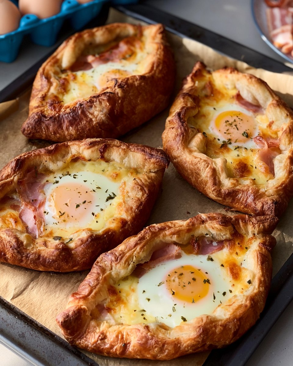 Eier- und Speck-Croissant-Boote