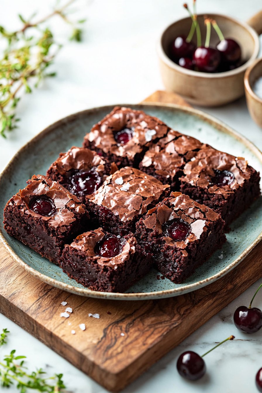 Fudgy Roasted Cherry Brownies