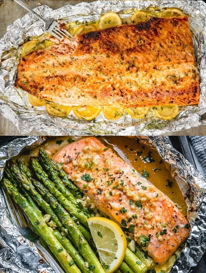 Lachs in Knoblauch-Zitronenbutter