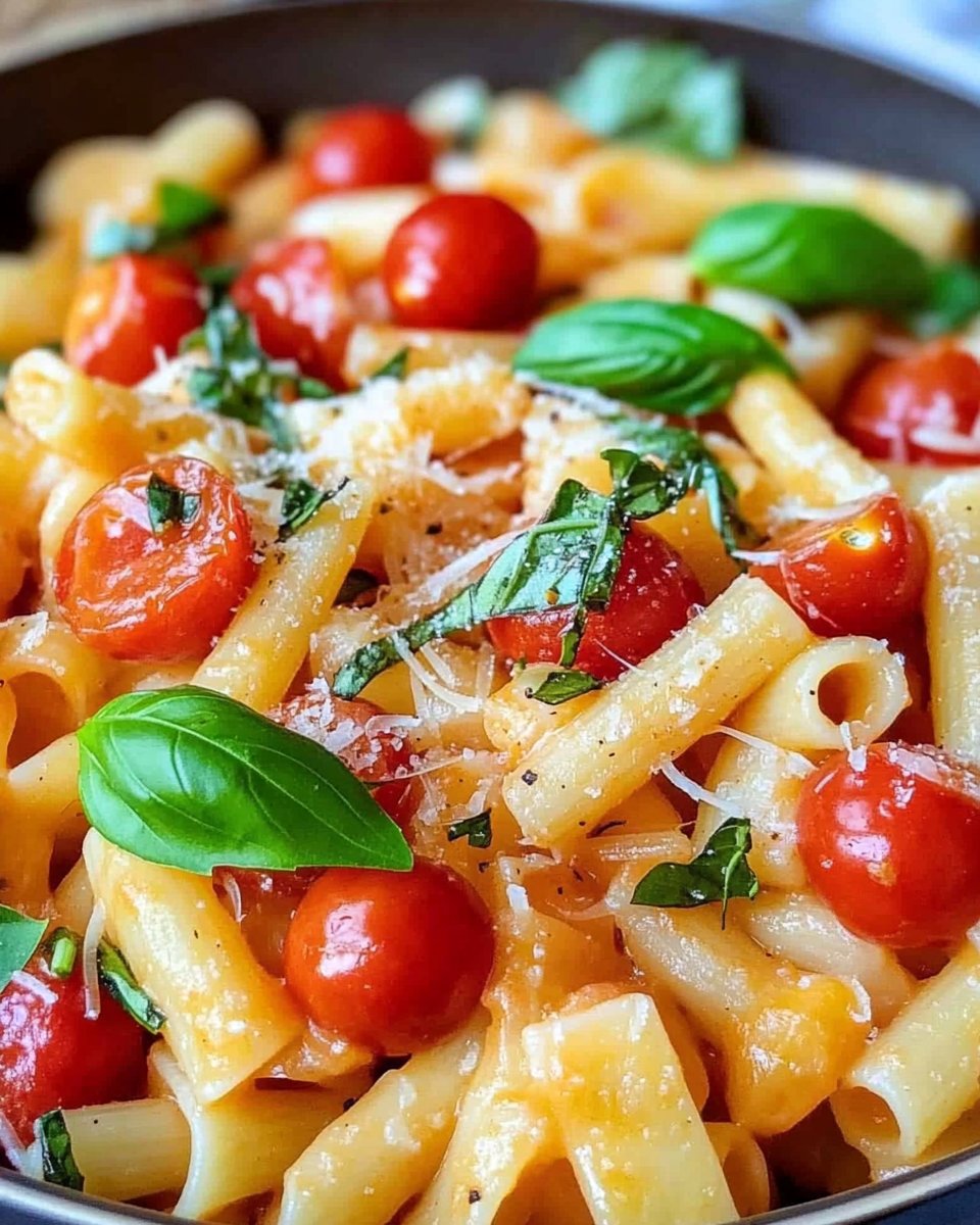 Ein-Topf-Pasta mit Kirschtomaten und Basilikum