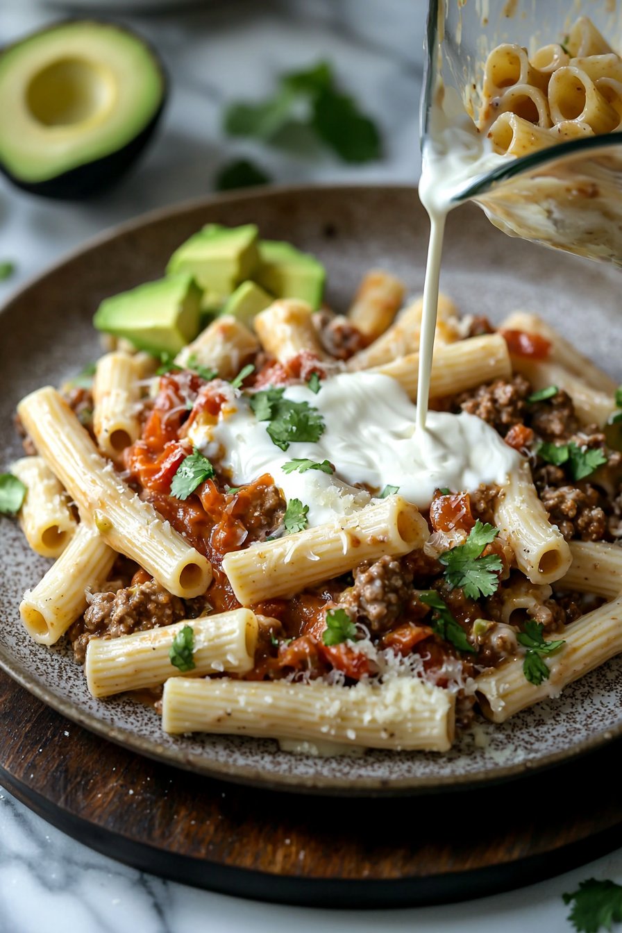 Creamy Rotel Pasta with Ground Beef