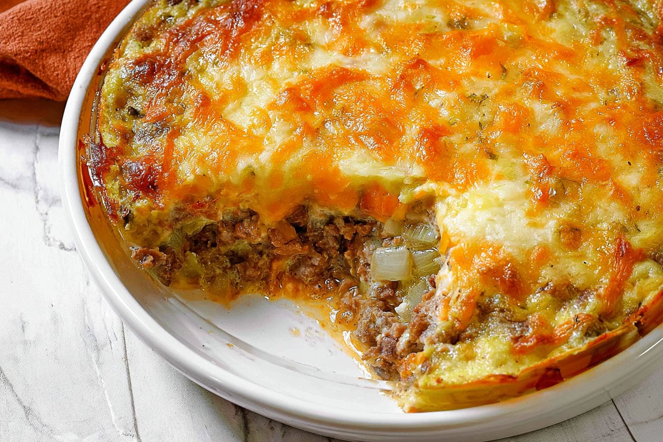 Cheeseburger Pie with Bisquick