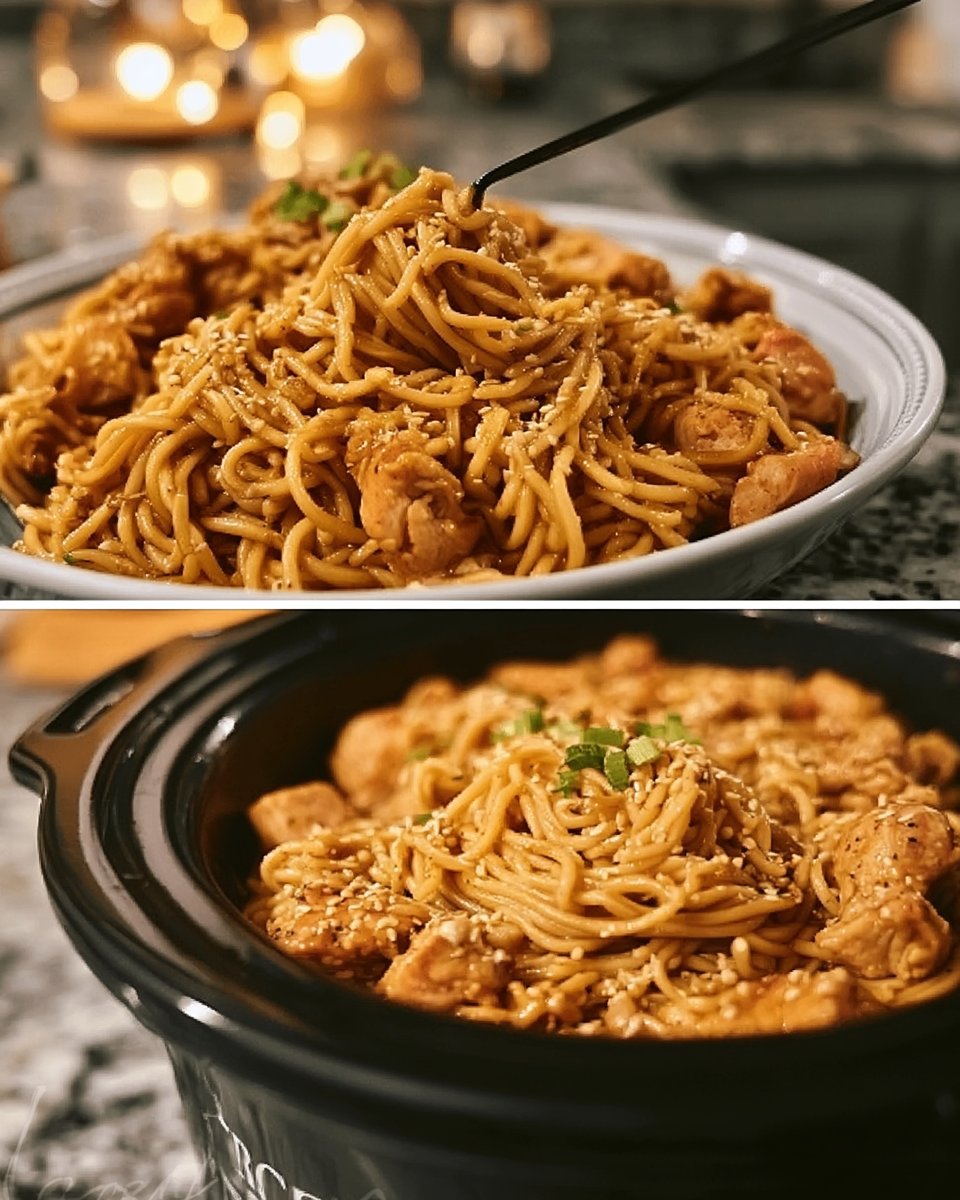 Crockpot Honey Garlic Chicken Noodles Recipe