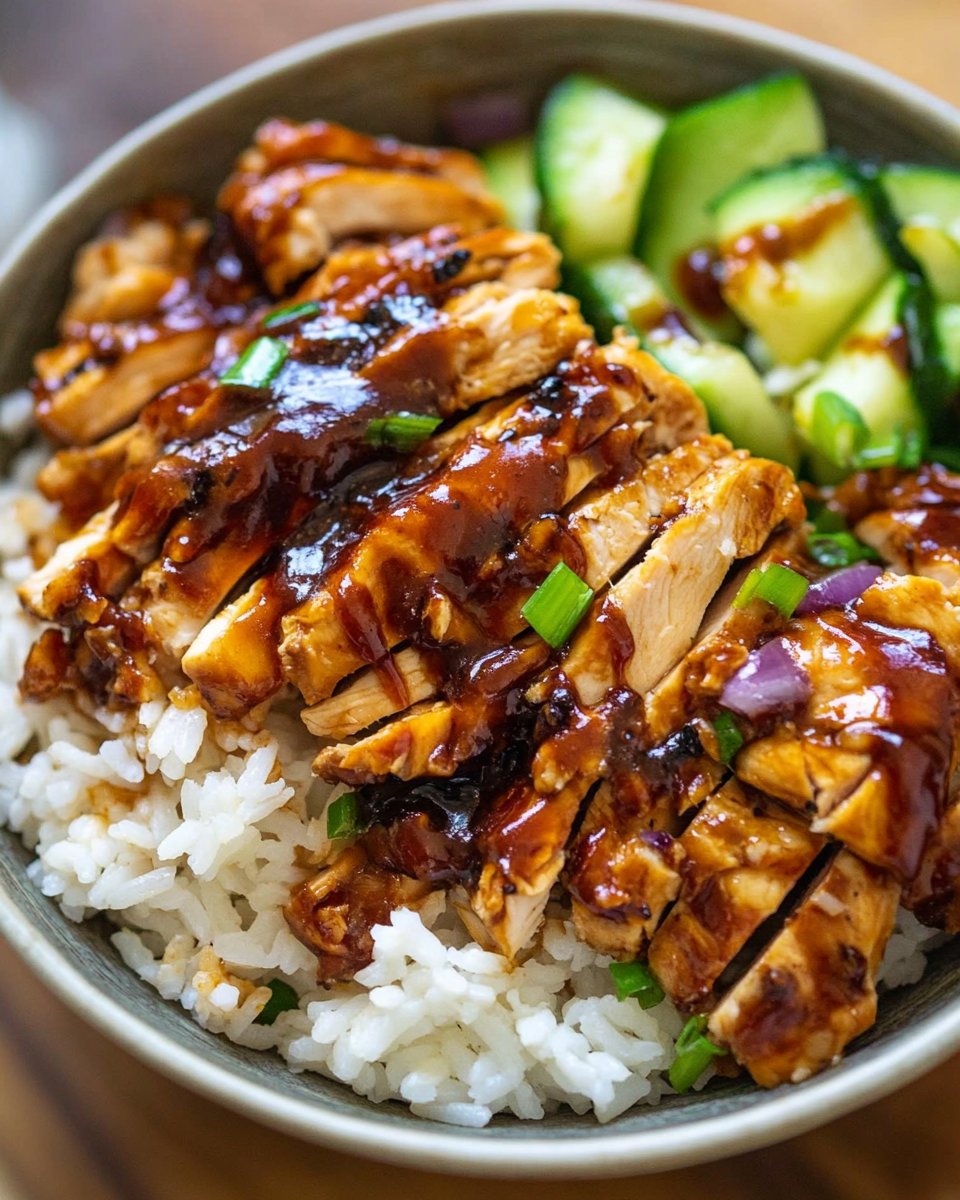 BBQ-Hühnchen-Reis-Schalen