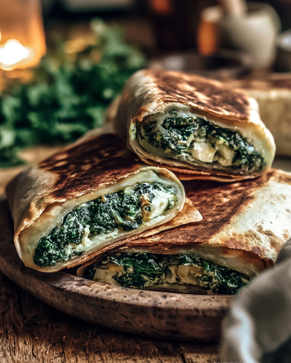 Spinach Feta Tortilla Wrap (Spanakopita-Style)