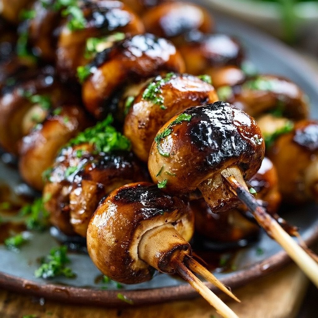 Gegrillte Champignon-Spieße