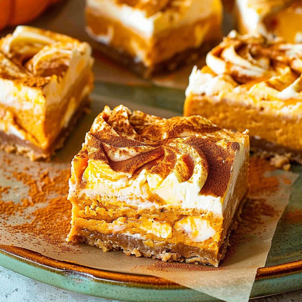 Pumpkin Swirl Cheesecake Bars