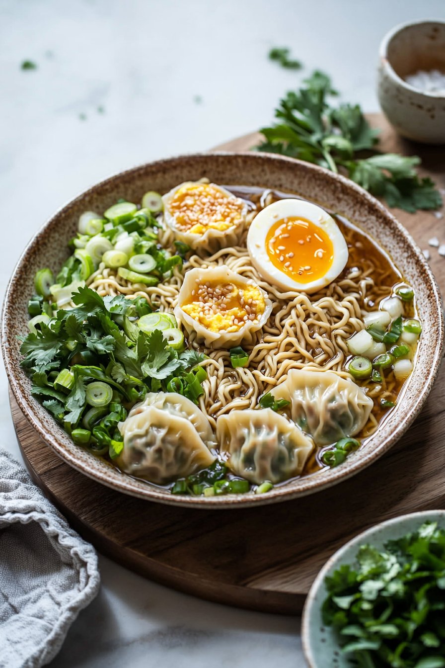 Herzhafter Teigtaschen-Ramen-Bowl